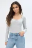 Ribbed Knit Long Sleeve Sweetheart Neckline Bodysuit sold by Bluenotes