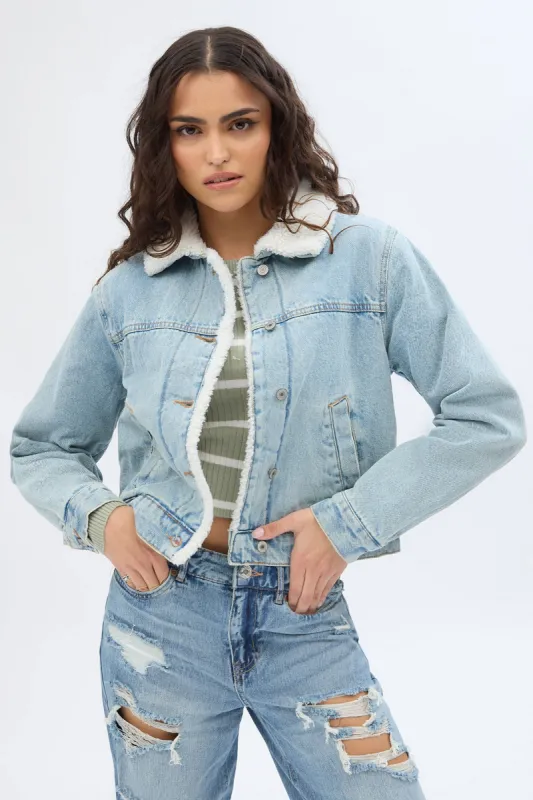Sherpa-Lined Denim Jacket sold by Bluenotes
