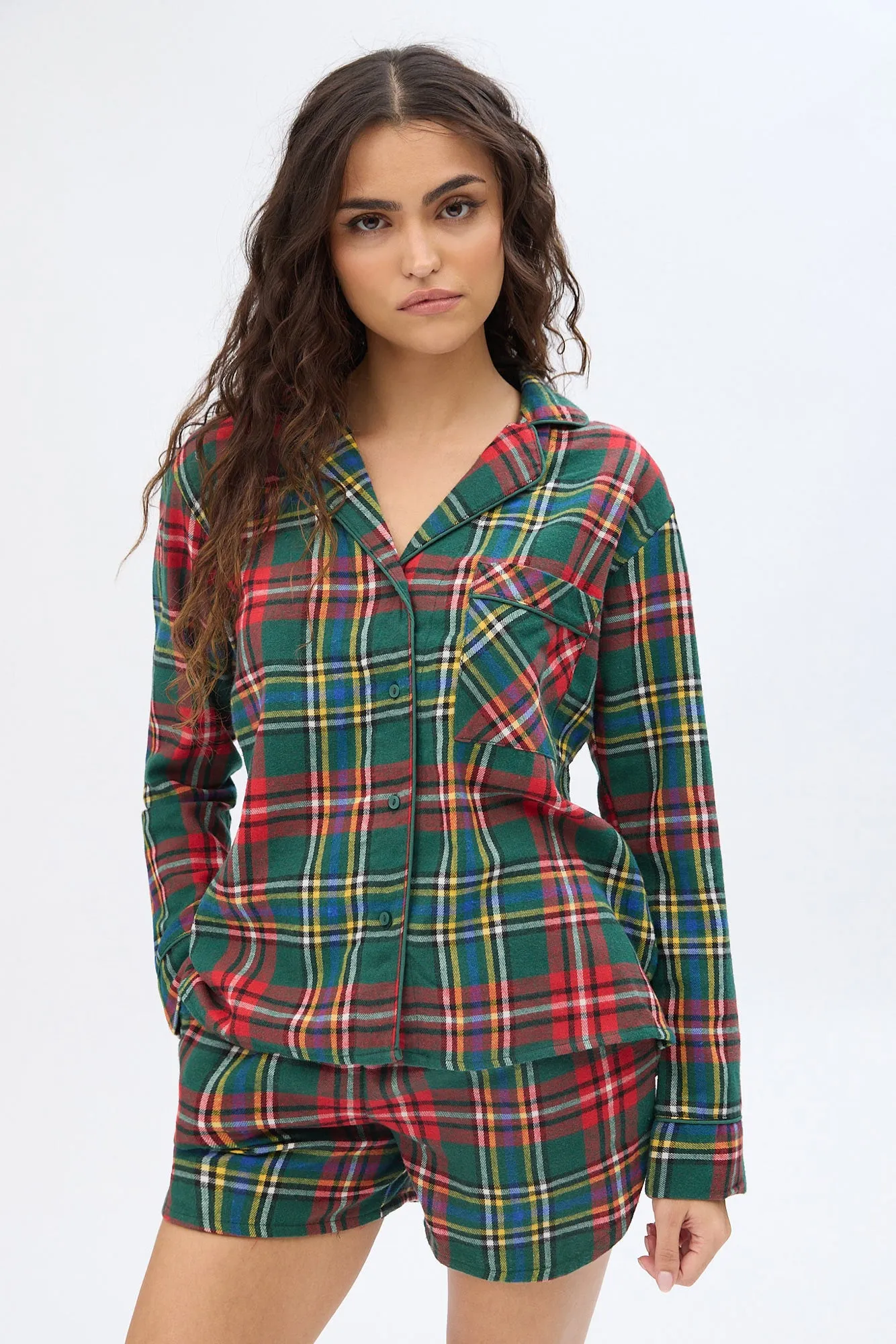Plaid Flannel Button-Up Pajama Shirt sold by Bluenotes product image thumbnail 5