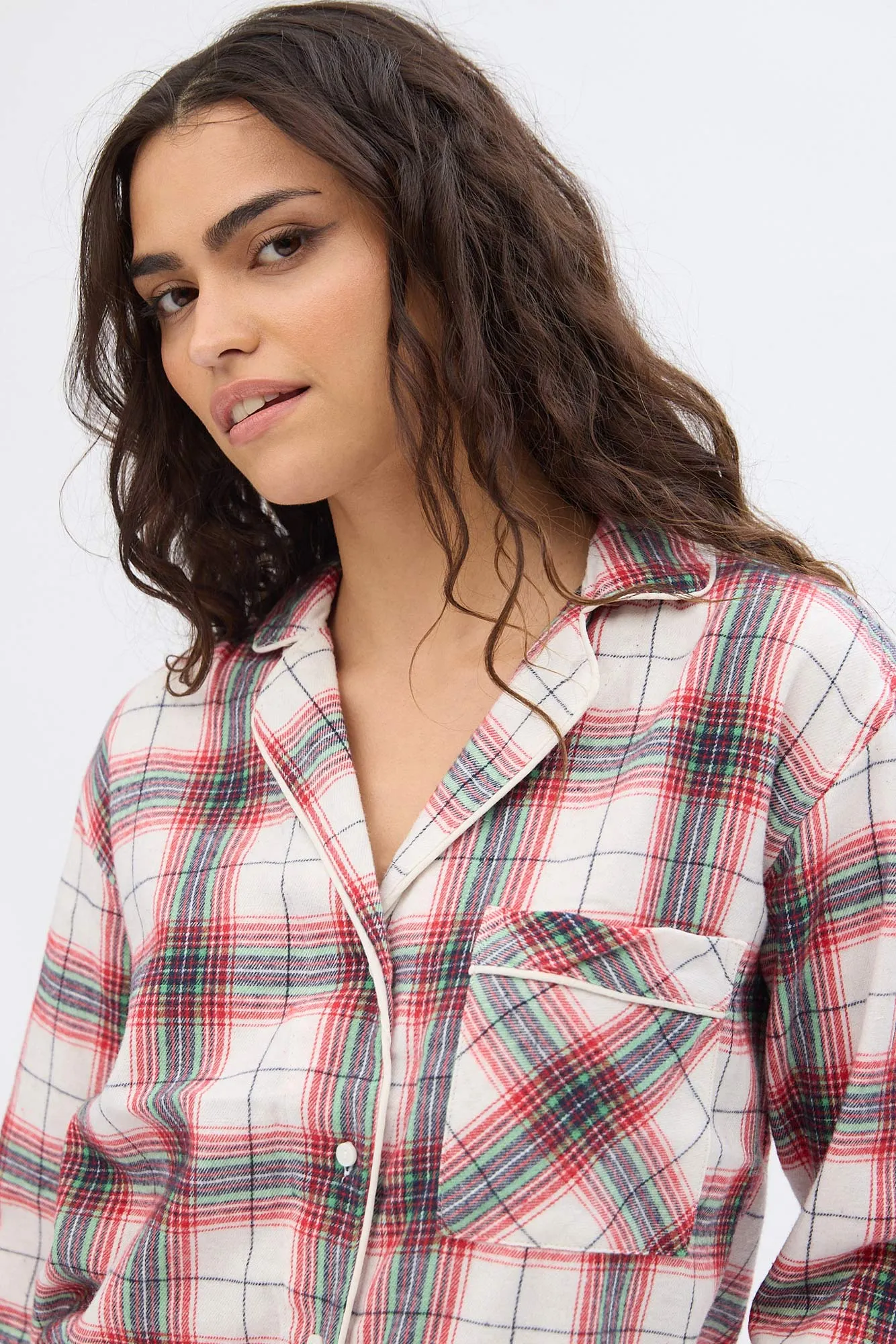 Plaid Flannel Button-Up Pajama Shirt sold by Bluenotes product image thumbnail 4