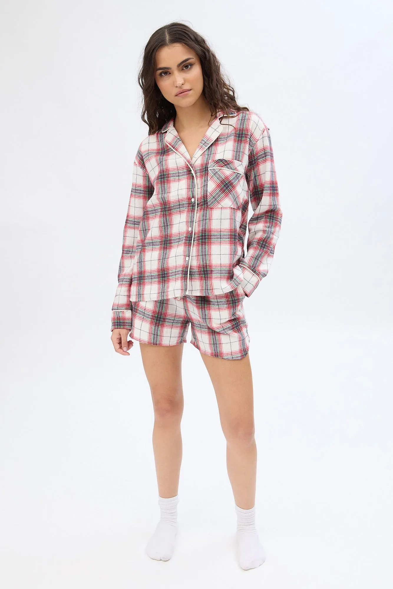 Plaid Flannel Button-Up Pajama Shirt sold by Bluenotes product image thumbnail 3