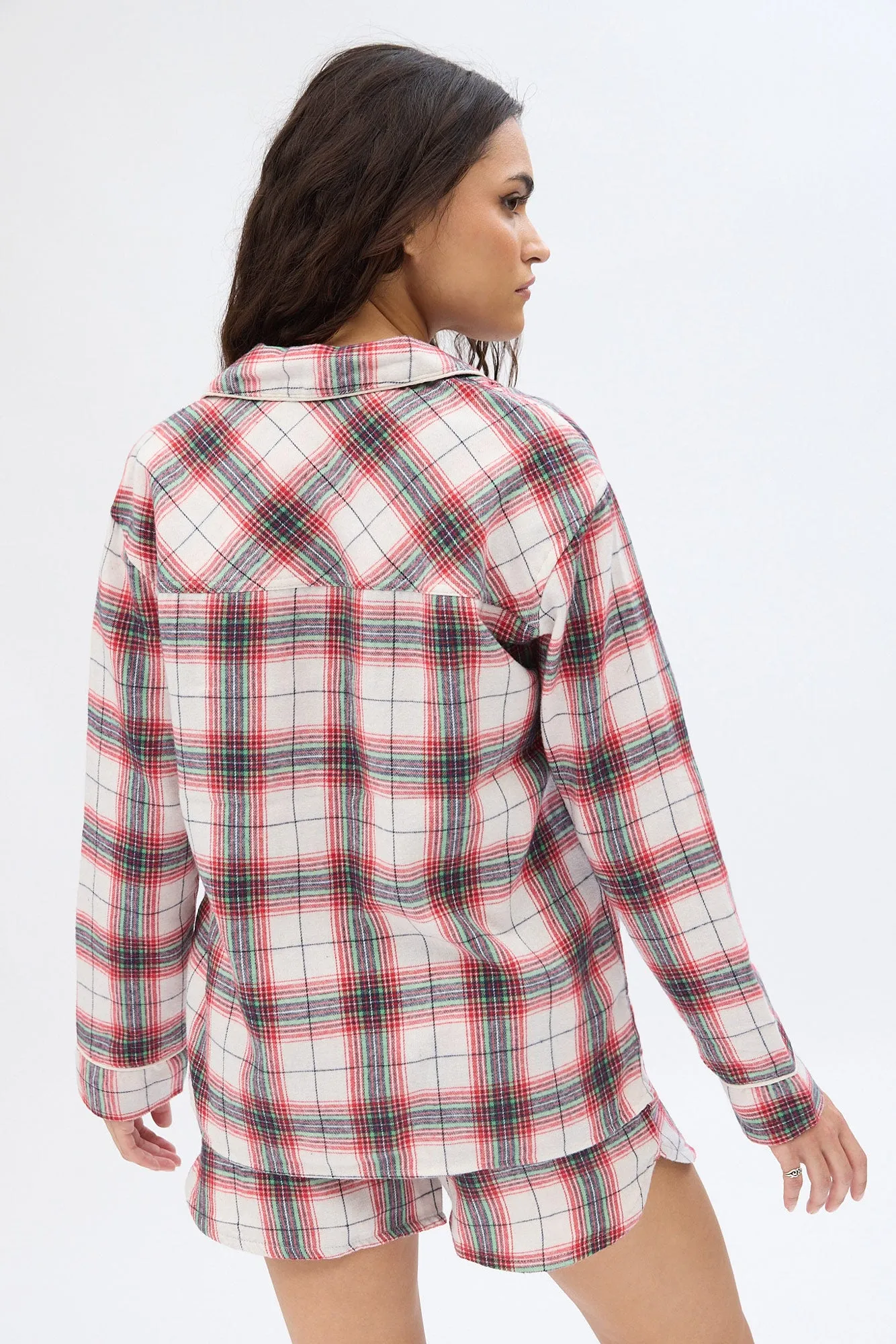 Plaid Flannel Button-Up Pajama Shirt sold by Bluenotes product image thumbnail 2