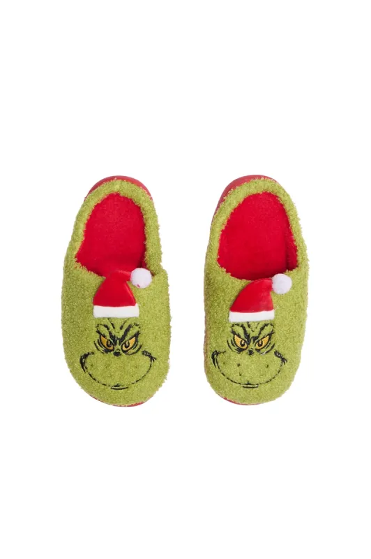 The Grinch Santa Hat Slippers sold by Bluenotes