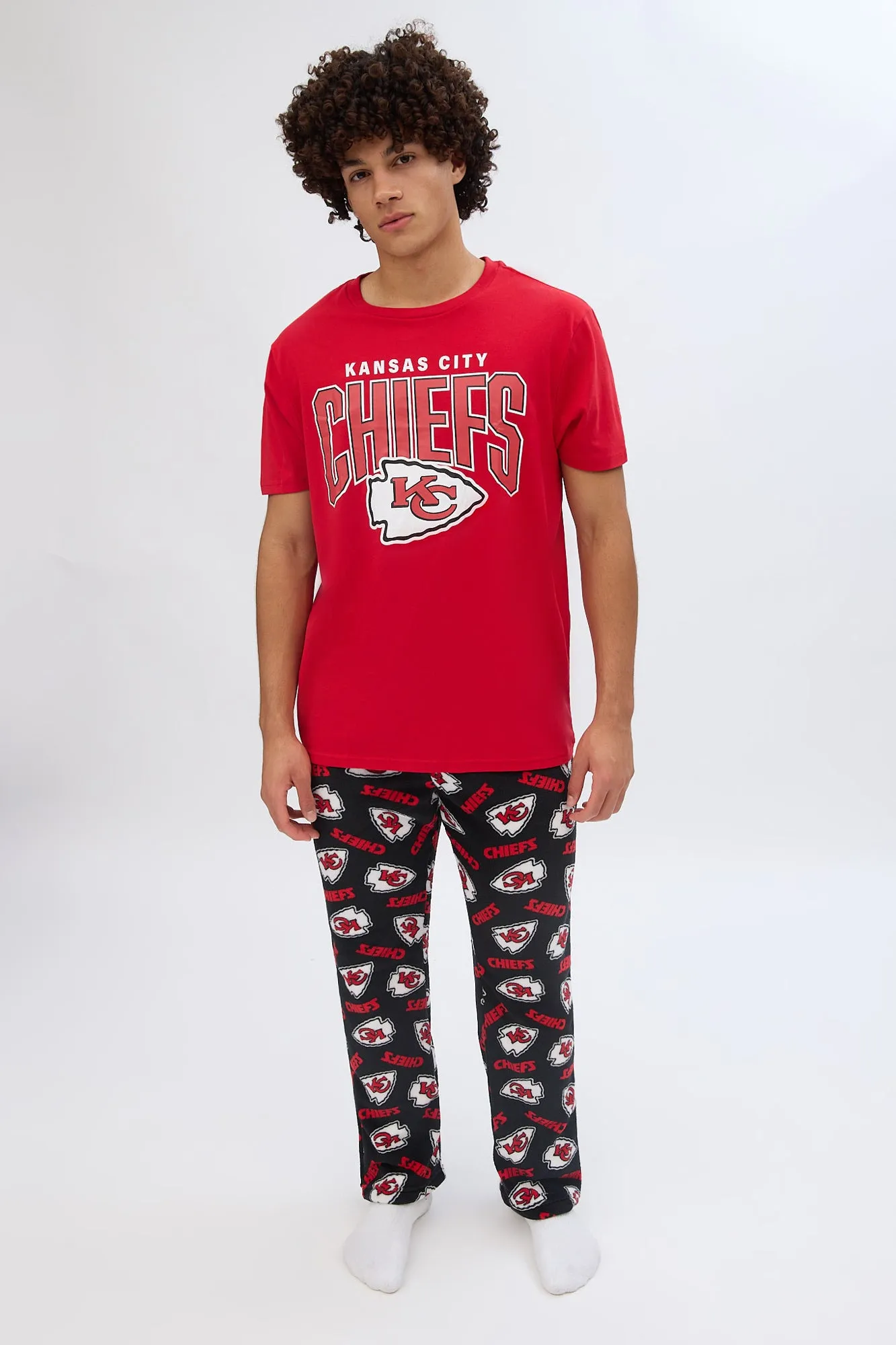 Kansas City Chiefs Graphic Pajama Tee And Plush Pants Set sold by Bluenotes