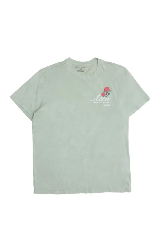 AERO Rose Graphic Acid Wash Tee sold by Bluenotes