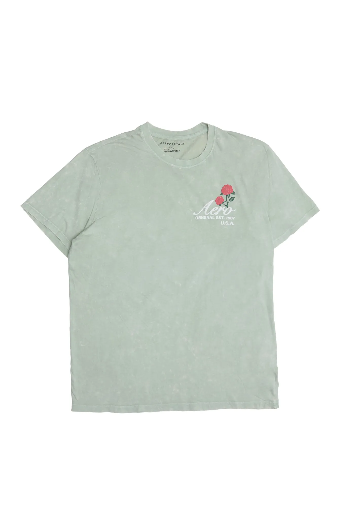 AERO Rose Graphic Acid Wash Tee sold by Bluenotes