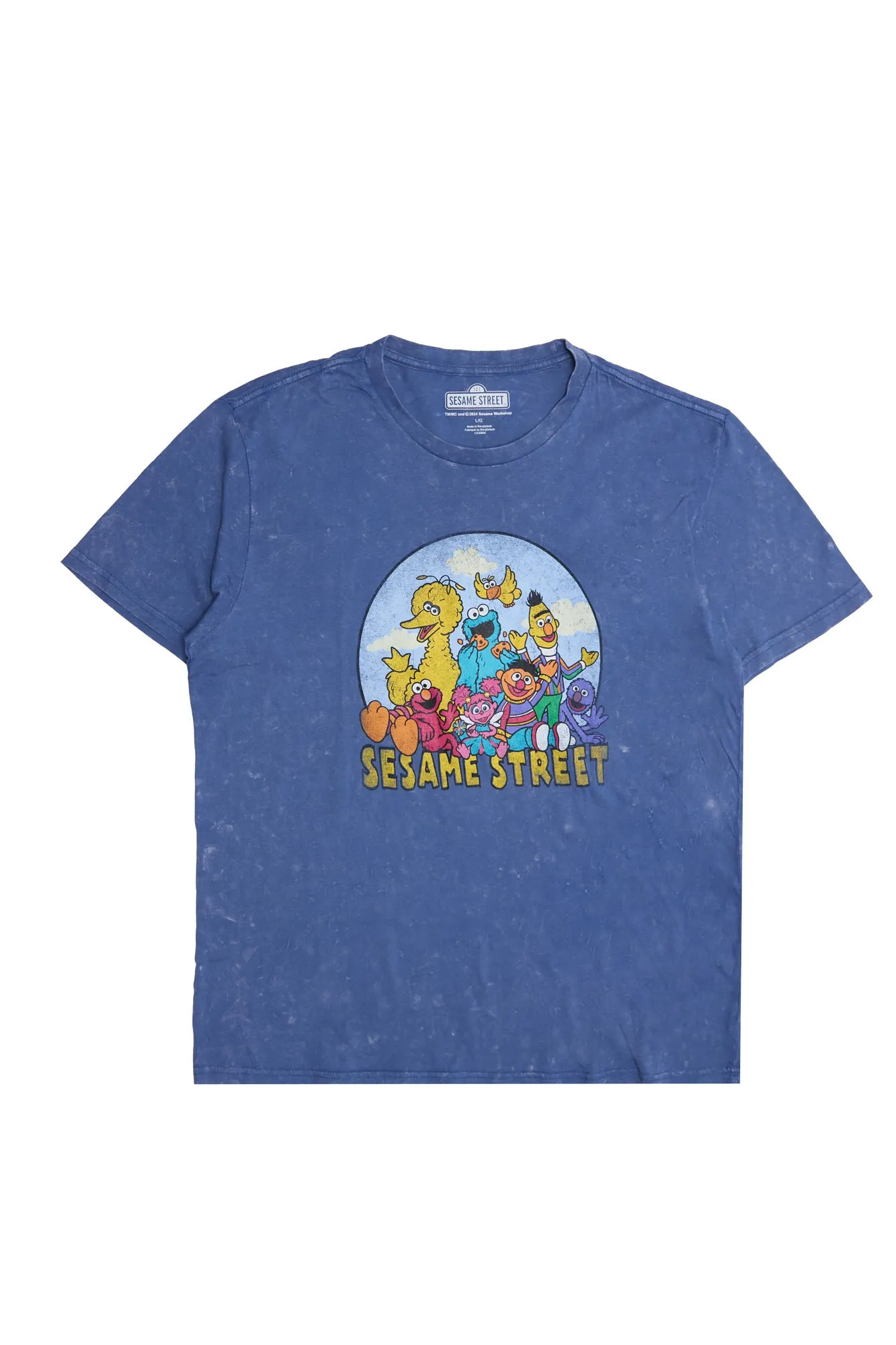 Sesame Street Graphic Acid Wash Tee sold by Bluenotes