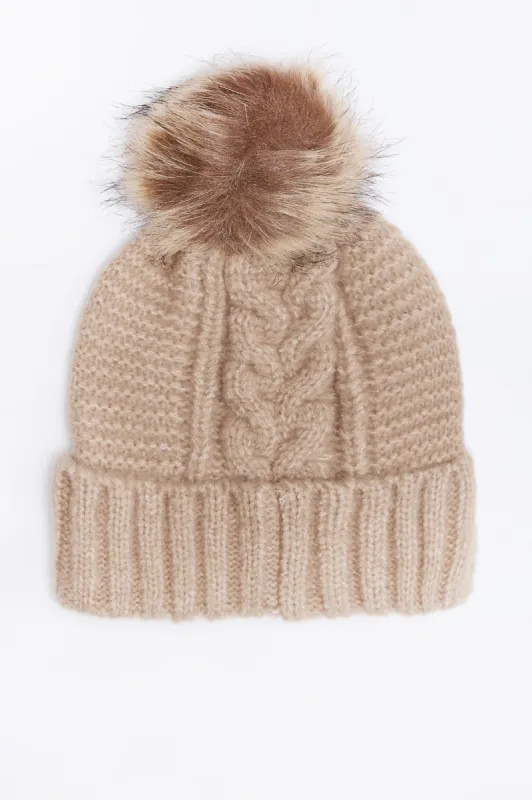Cable Knit Pom Pom Beanie sold by Bluenotes
