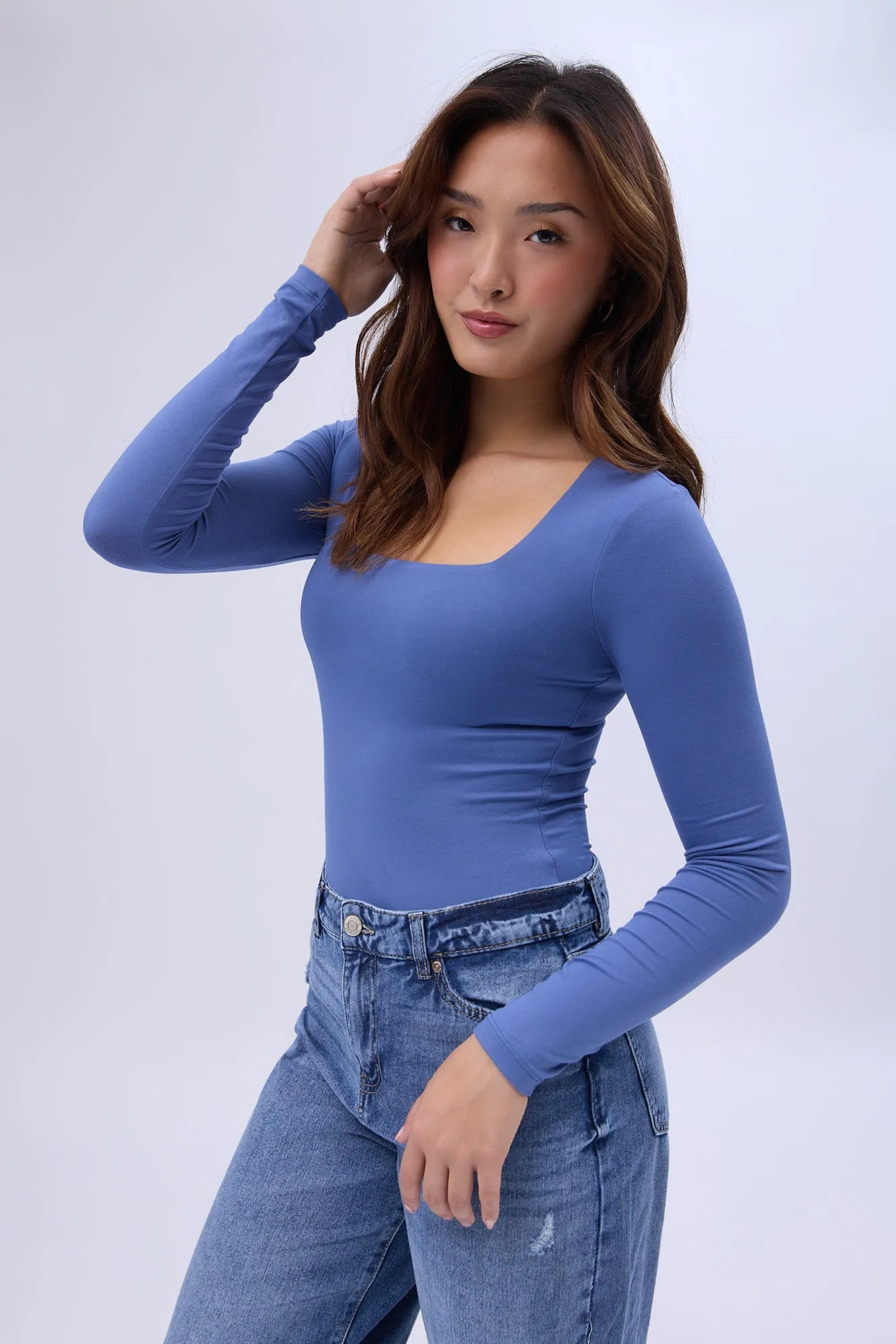 Long Sleeve Square Neck Bodysuit sold by Bluenotes product image thumbnail 5