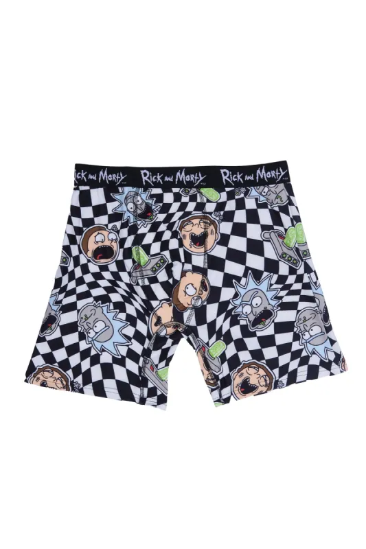 Rick & Morty Optical Checkers Printed Boxer Briefs sold by Bluenotes