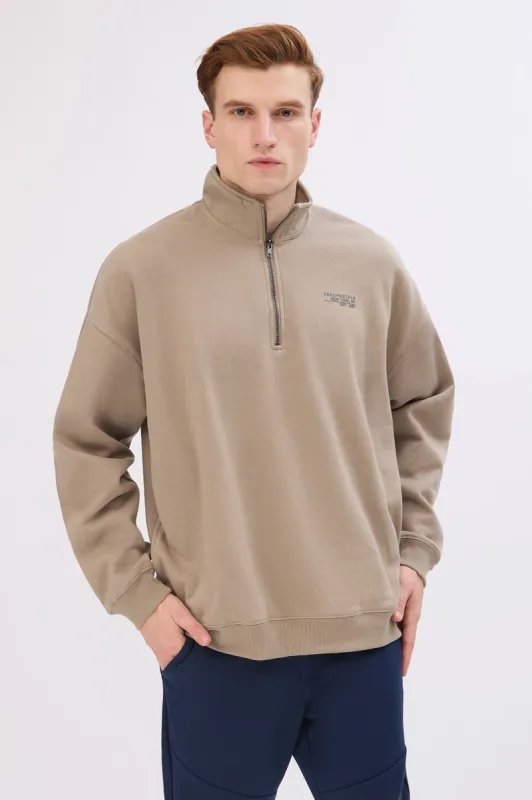 Aéropostale Small Print Mock Neck Quarter-Zip Sweatshirt sold by Bluenotes