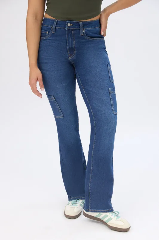 High Rise Cargo Bootcut Jeans sold by Bluenotes