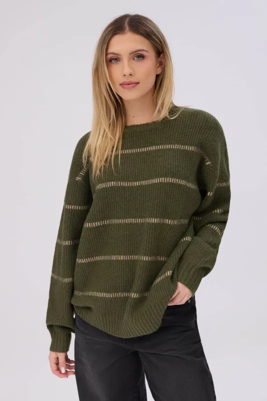 Ribbed Knit Crew Neck Oversized Sweater sold by Bluenotes