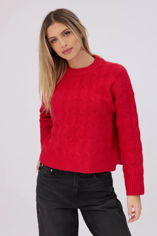 Cable Knit Crew Neck Pullover Sweater sold by Bluenotes