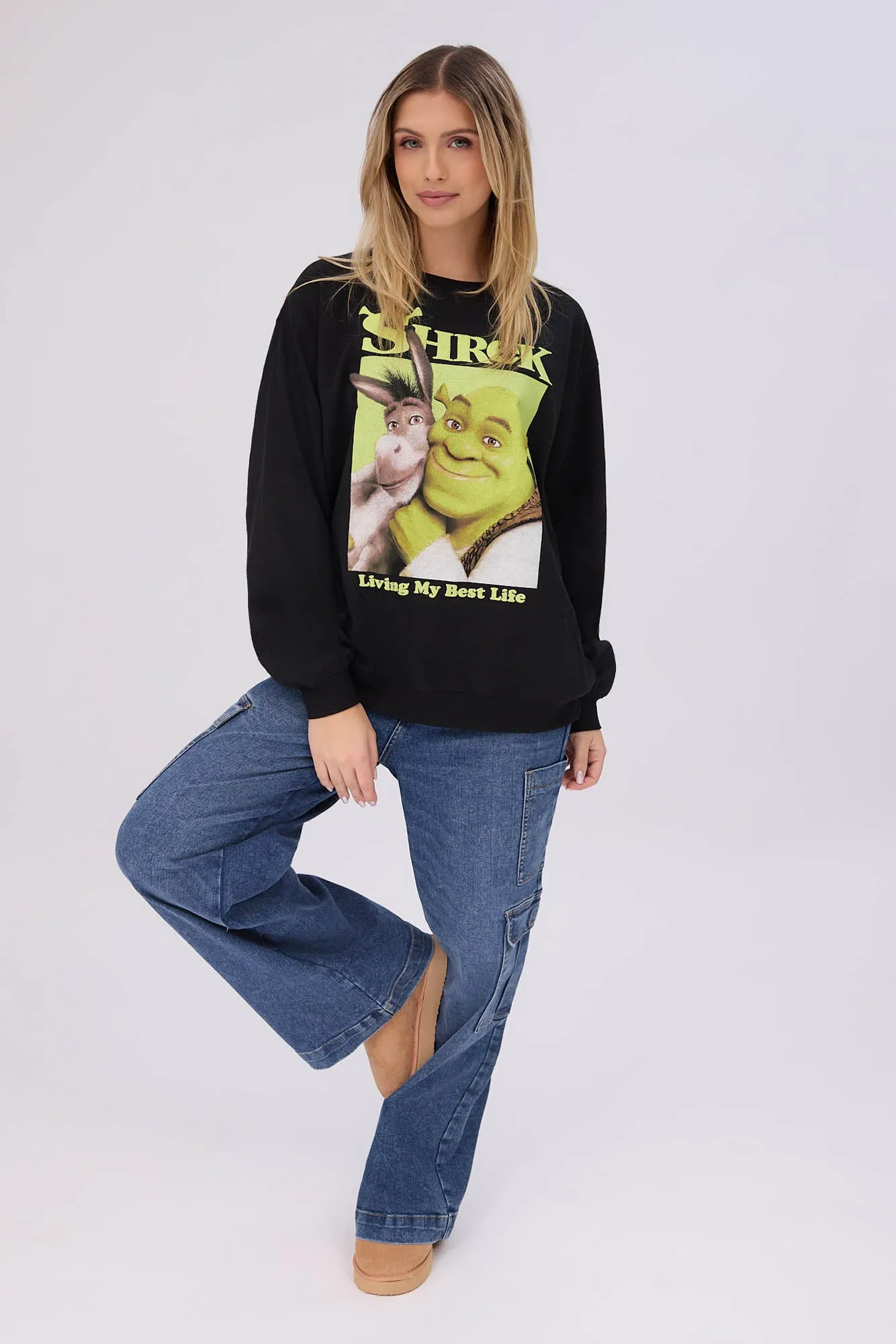 Shrek And Donkey Graphic Crew Neck Sweatshirt sold by Bluenotes product image thumbnail 2