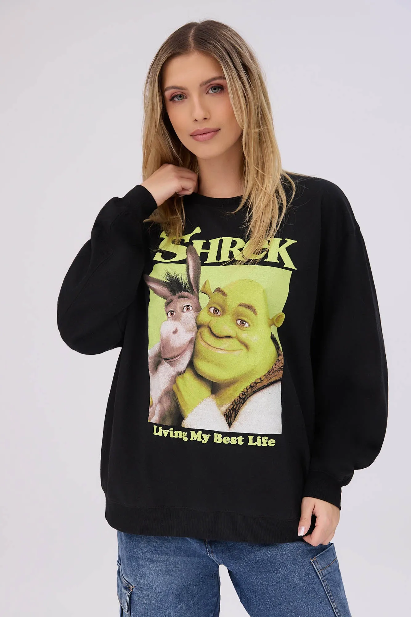 Shrek And Donkey Graphic Crew Neck Sweatshirt sold by Bluenotes