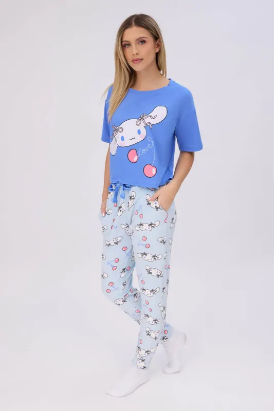 Cinnamoroll Super Soft Pajama Tee And Velour Pajama Jogger 2-Piece Set sold by Bluenotes