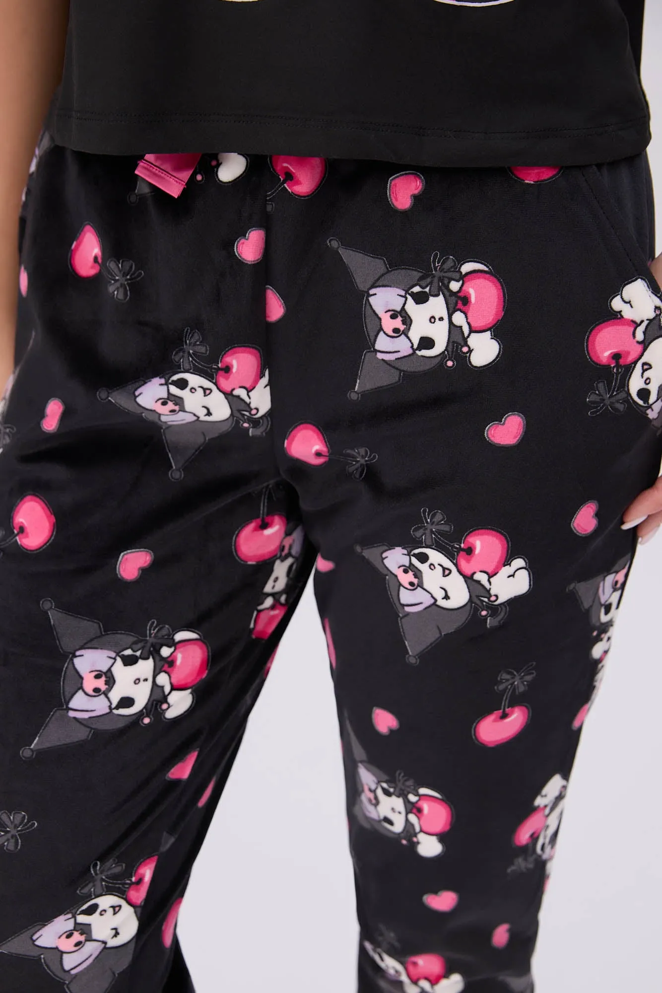 Kuromi Super Soft Pajama Tee And Velour Pajama Jogger 2-Piece Set sold by Bluenotes product image thumbnail 3