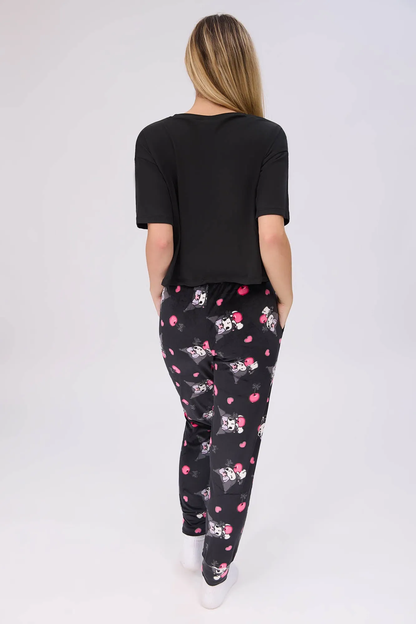 Kuromi Super Soft Pajama Tee And Velour Pajama Jogger 2-Piece Set sold by Bluenotes product image thumbnail 4