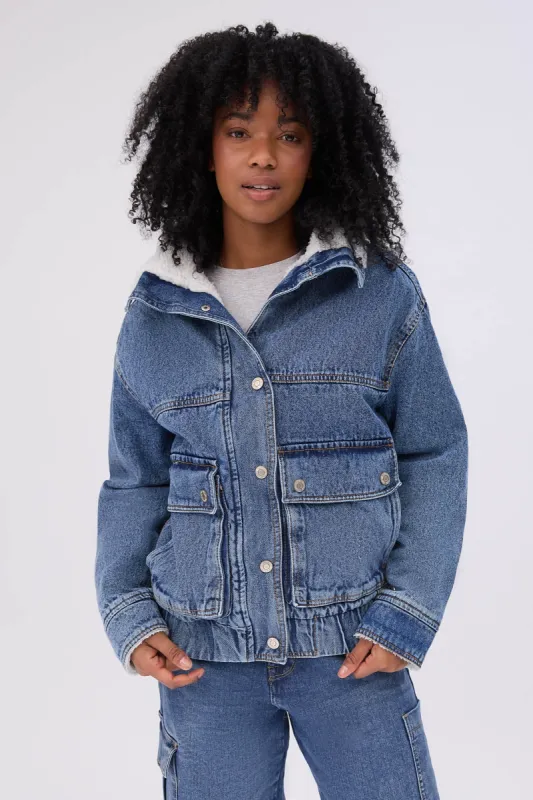 Denim Sherpa Cargo Jacket sold by Bluenotes