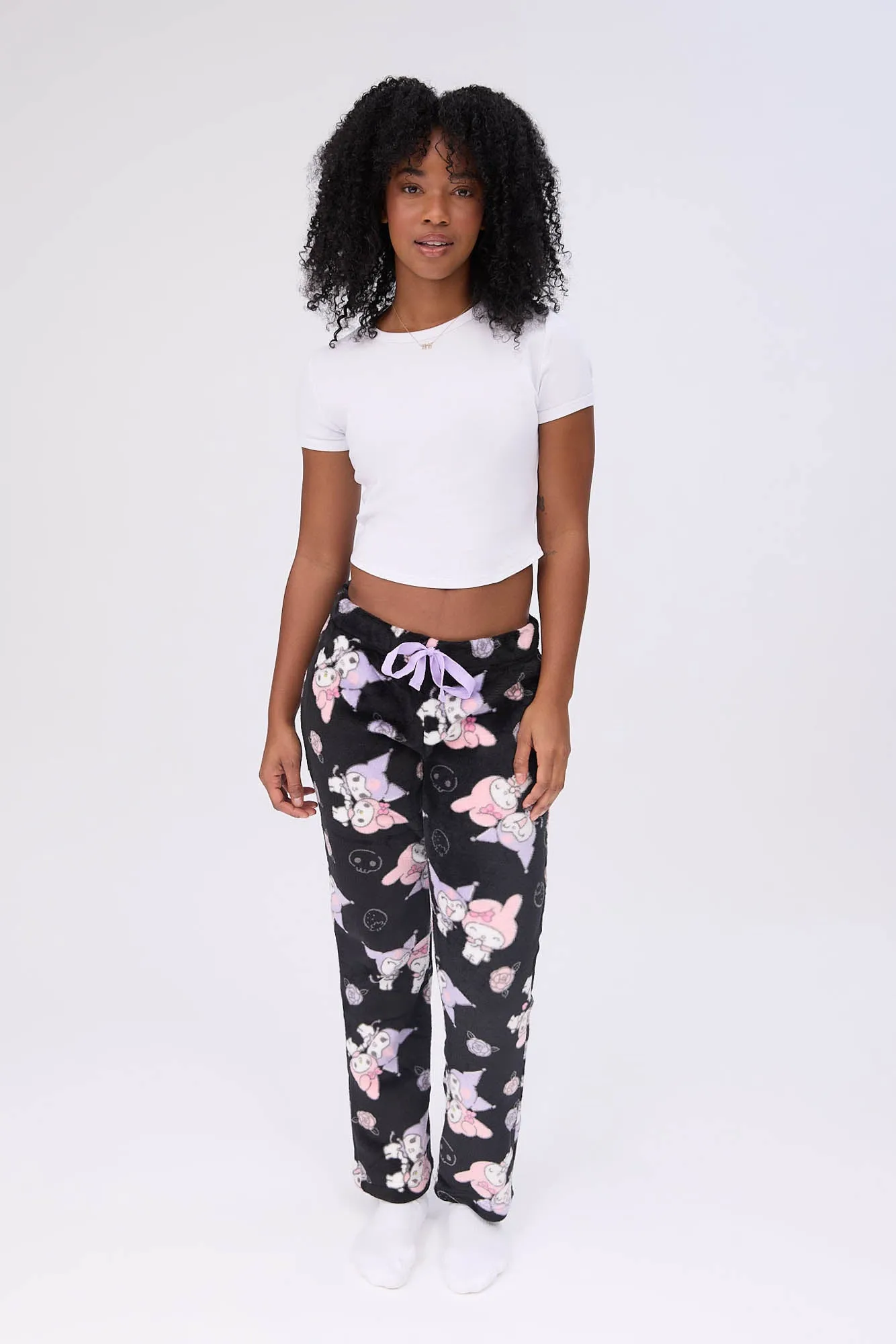 Kuromi Printed Plush Pajama Pants sold by Bluenotes product image thumbnail 2