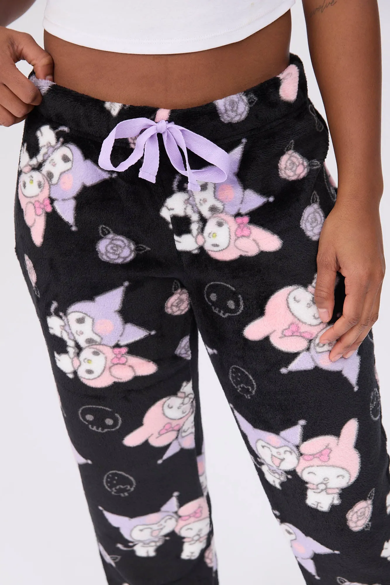 Kuromi Printed Plush Pajama Pants sold by Bluenotes product image thumbnail 3