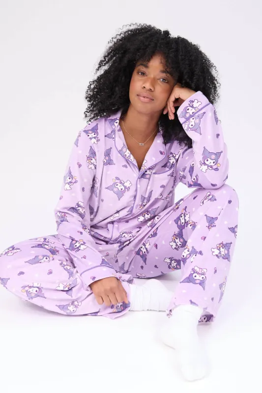 Kuromi Pajama Dad Shirt And Pants 2-Piece Set sold by Bluenotes