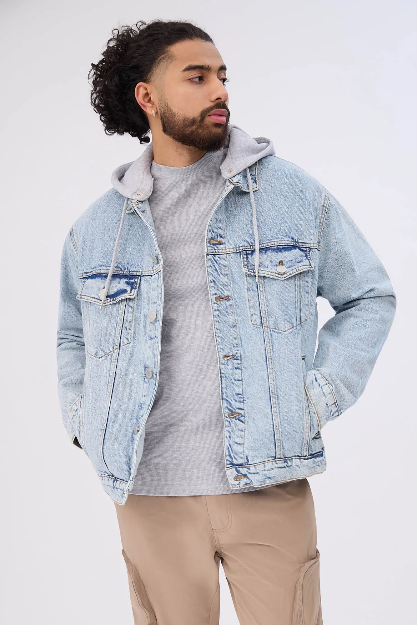 North Western Hooded Denim Trucker Jacket sold by Bluenotes