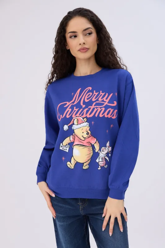 Winnie The Pooh And Piglet Merry Christmas Graphic Crew Neck Sweatshirt sold by Bluenotes