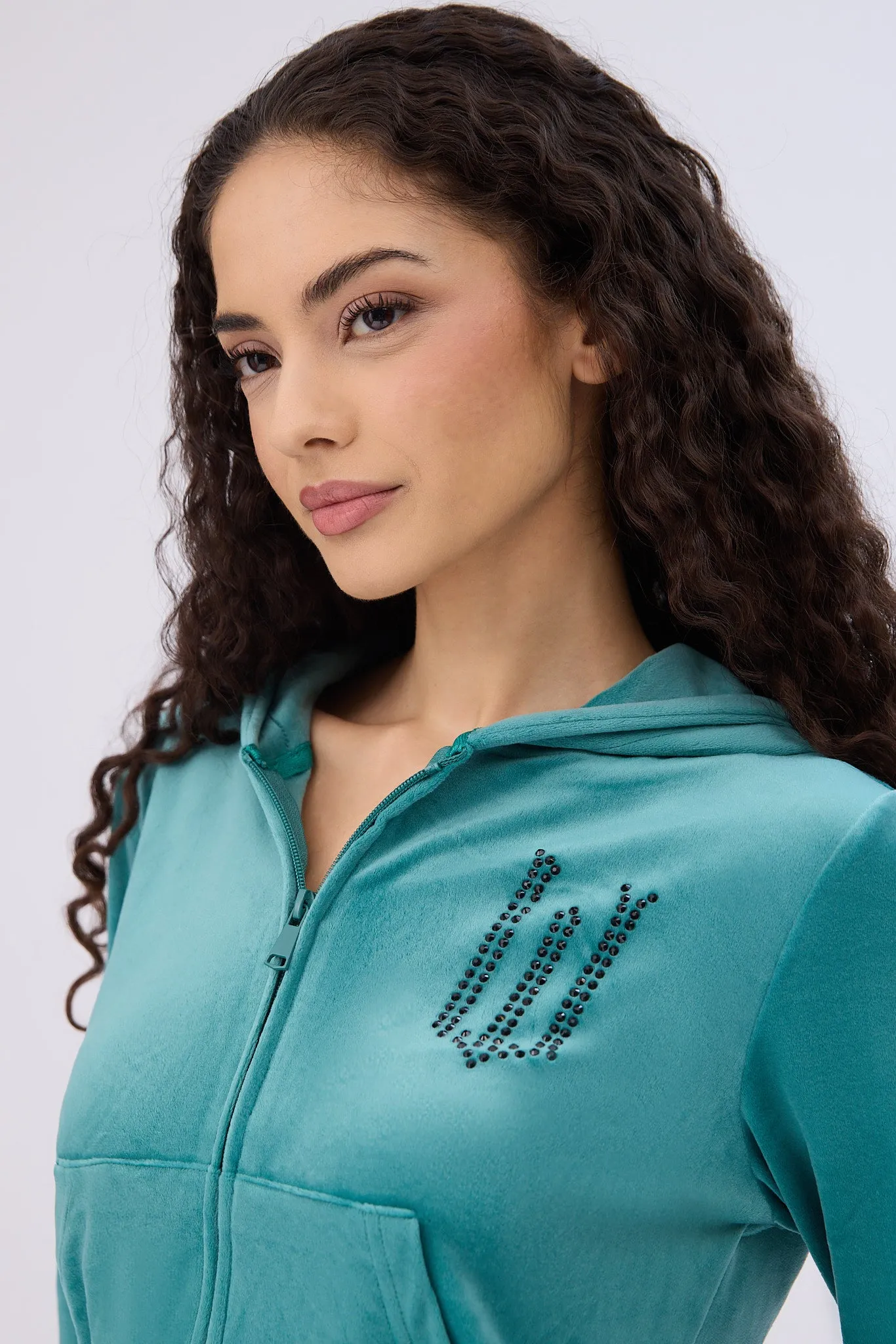 Wicked Rhinestones Velour Zip-Up Hoodie And Sweatpants 2-Piece Set sold by Bluenotes product image thumbnail 3