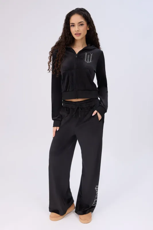 Wicked Rhinestones Velour Zip-Up Hoodie And Sweatpants 2-Piece Set sold by Bluenotes