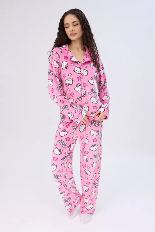 Hello Kitty Velour Pajama Dad Shirt And Pants Set sold by Bluenotes