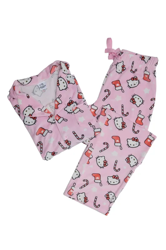 Hello Kitty Velour Pajama Dad Shirt And Pants Set sold by Bluenotes