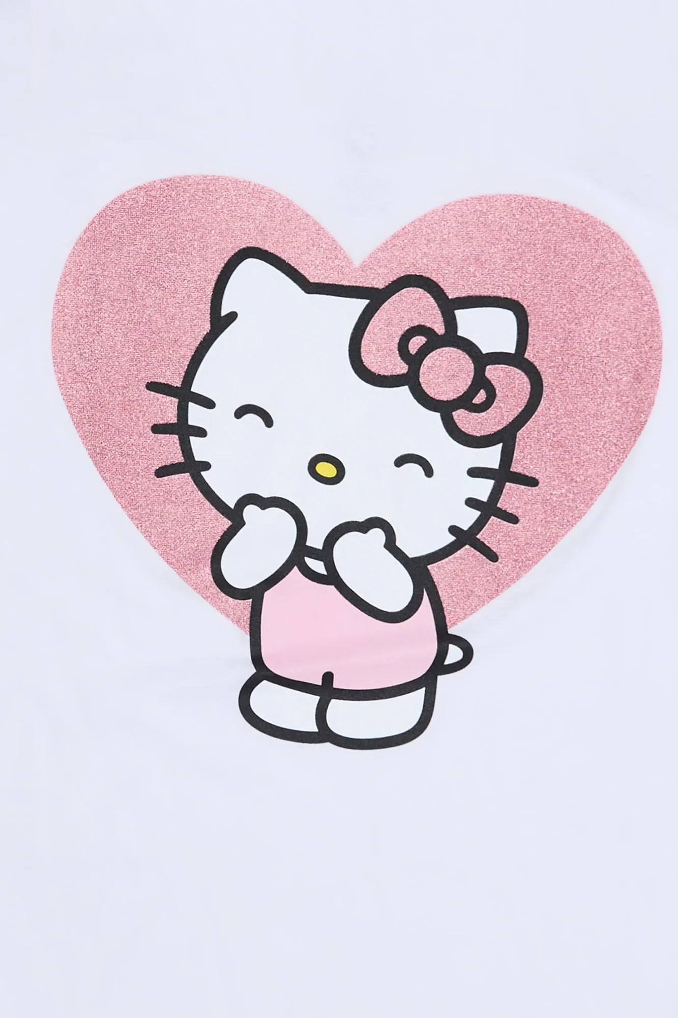 Hello Kitty Heart Graphic Glitter Print Relaxed Tee sold by Bluenotes product image thumbnail 2