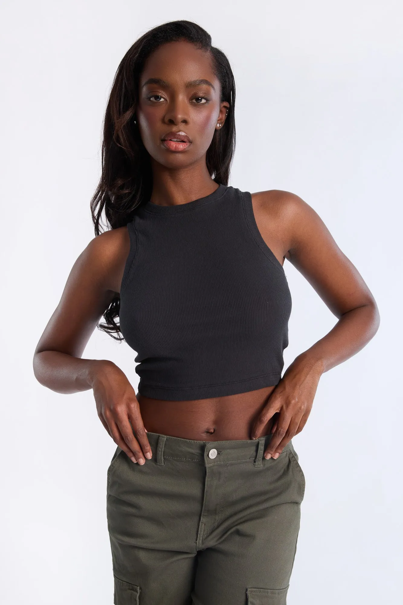 AERO Ribbed High Neck Tank Top sold by Bluenotes product image thumbnail 2