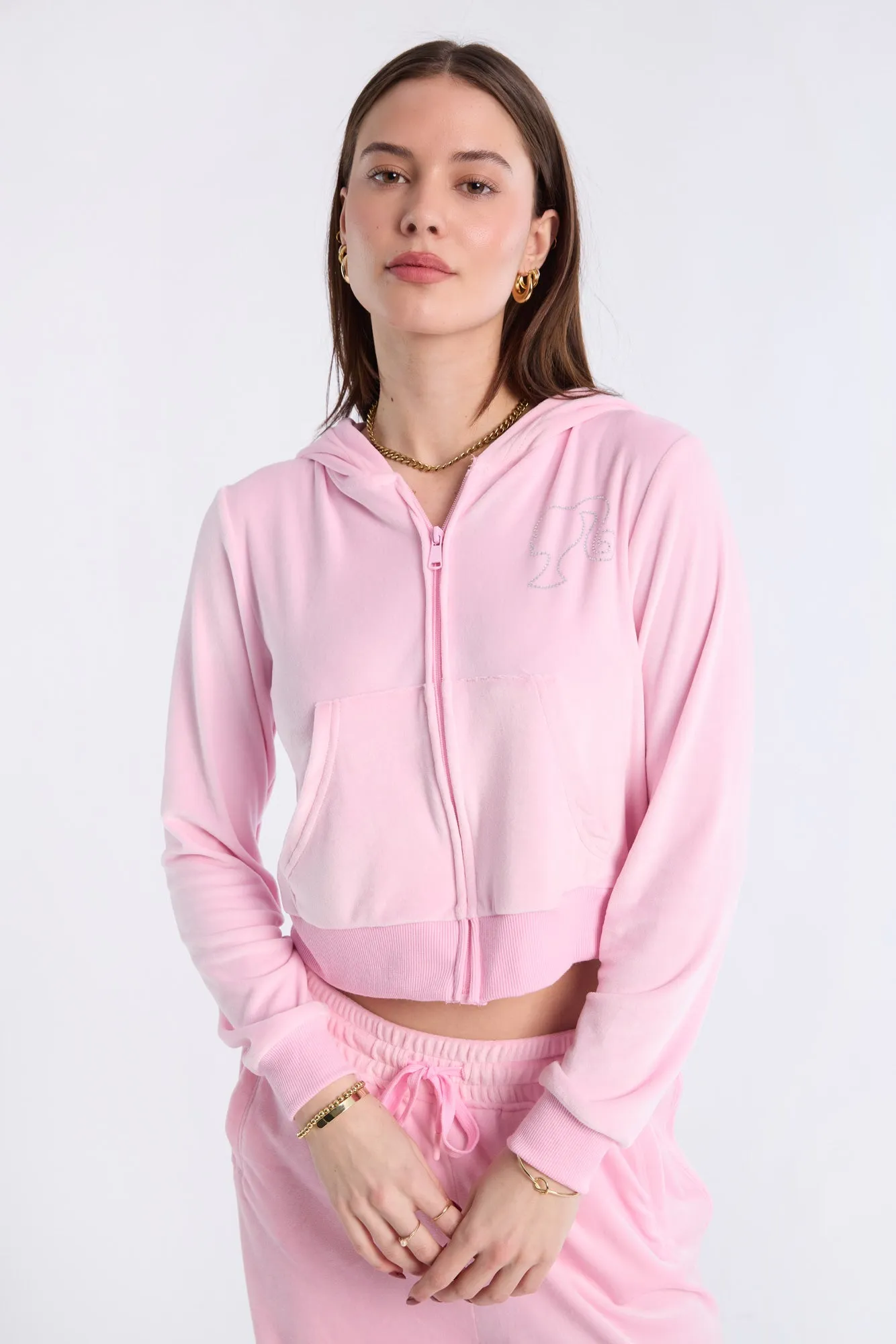 Barbie Rhinestuds Velour Zip-Up Hoodie And Sweatpants 2-Piece Set sold by Bluenotes product image thumbnail 2