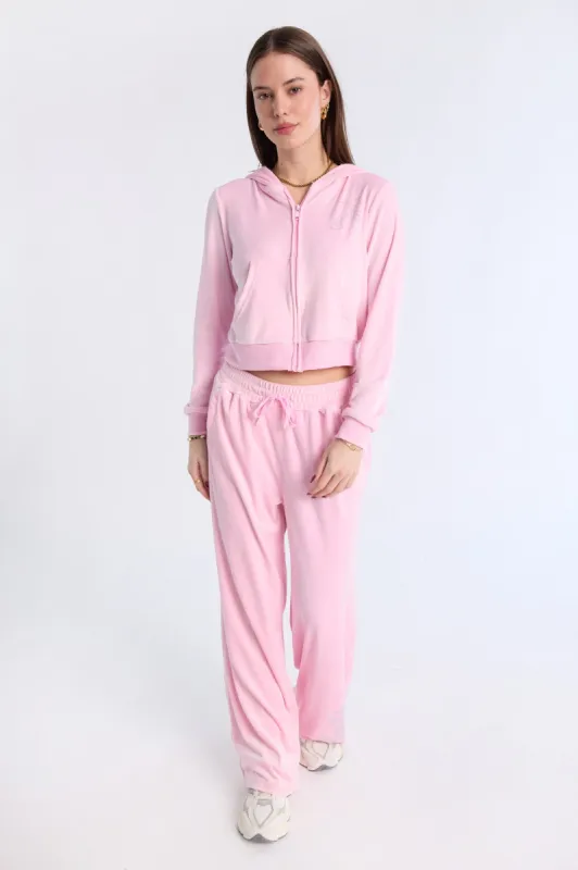 Barbie Rhinestuds Velour Zip-Up Hoodie And Sweatpants 2-Piece Set sold by Bluenotes