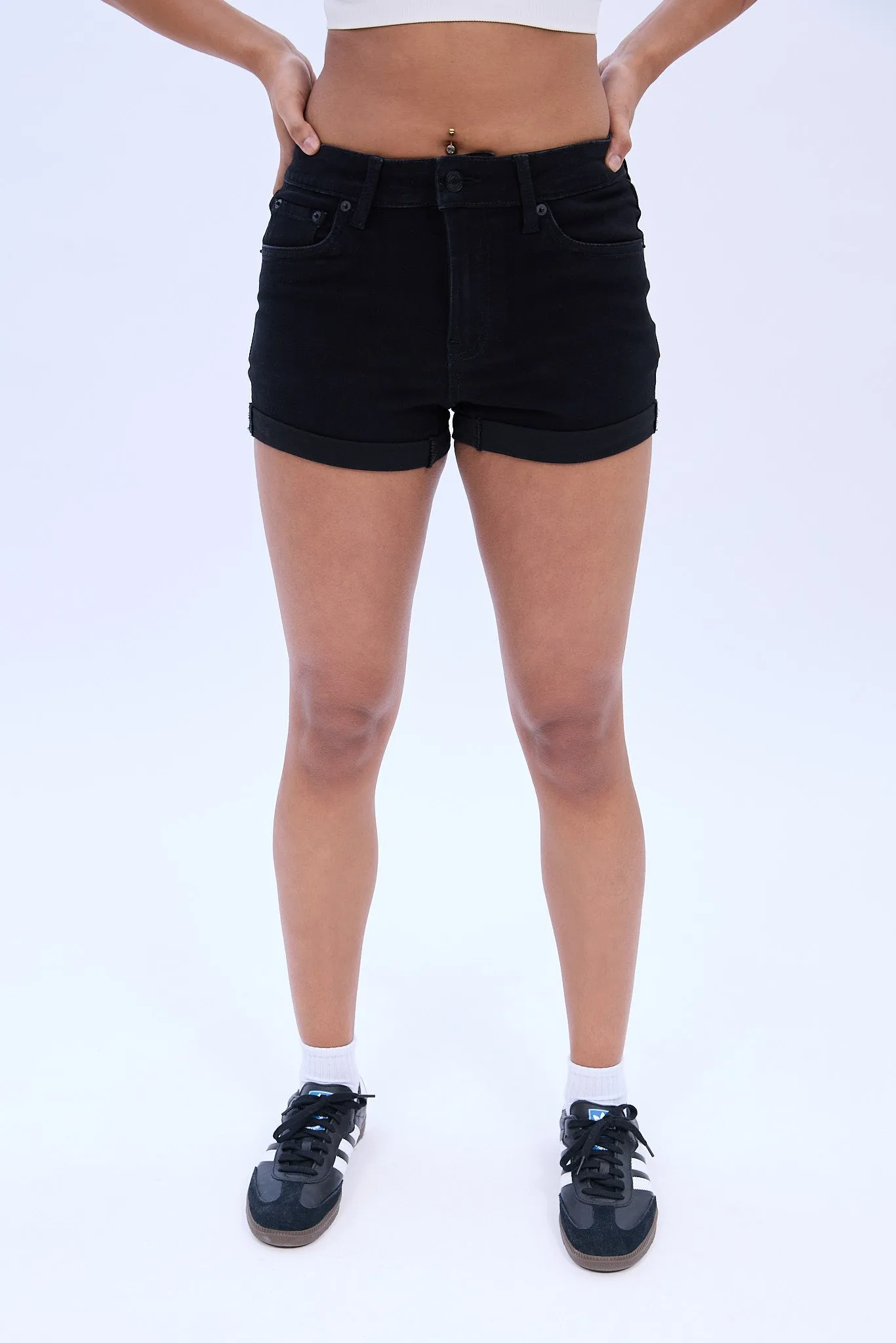 AERO High Rise Midi Denim Short sold by Bluenotes