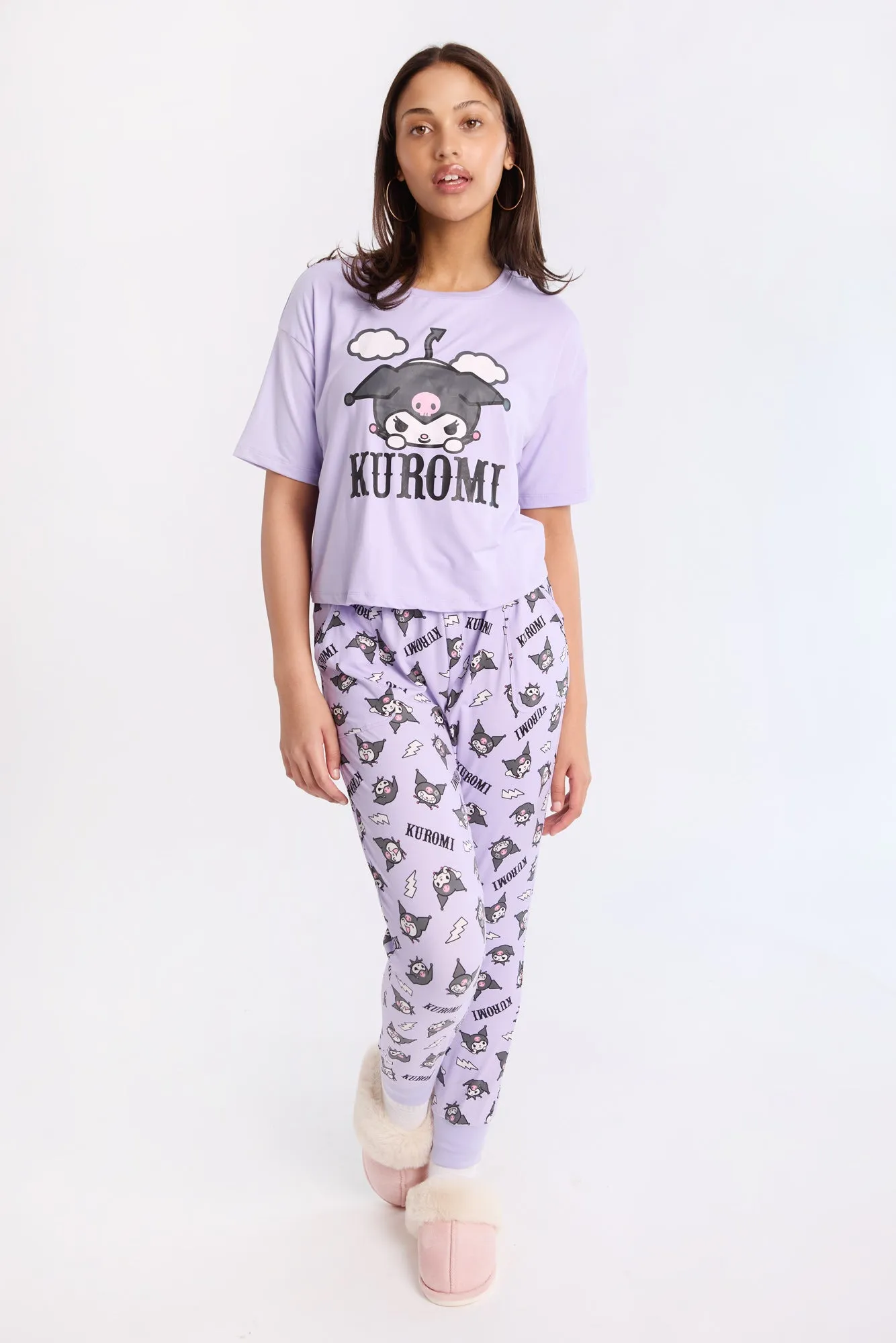 Kuromi Super Soft Pajama Tee And Jogger 2-Piece Set sold by Bluenotes