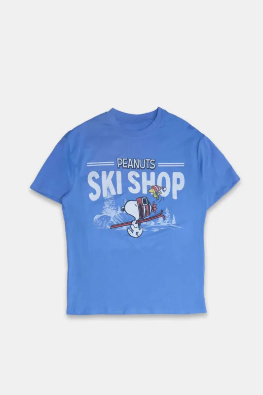 Peanuts Snoopy Ski Graphic Boyfriend Tee sold by Bluenotes