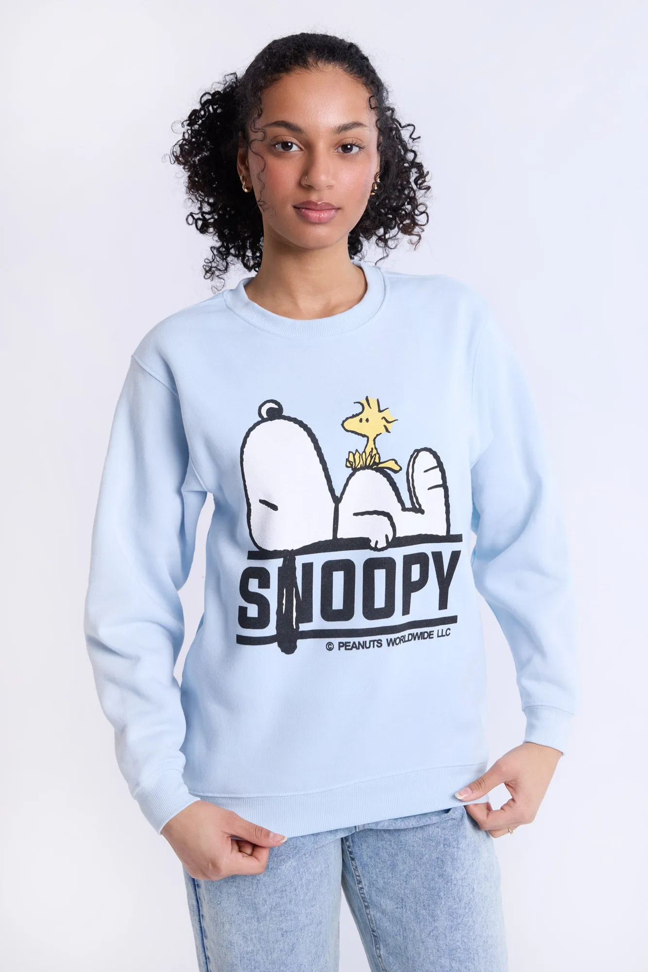 Peanuts Snoopy And Woodstock Rest Graphic Crew Neck Sweatshirt sold by Bluenotes