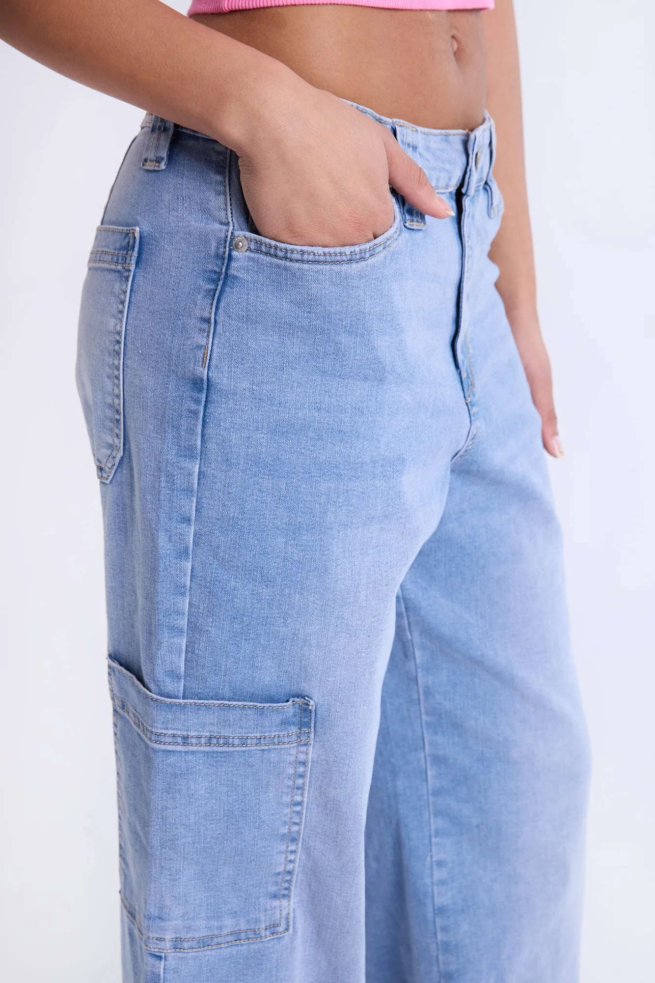 Super High Rise Wide Leg Cargo Jeans sold by Bluenotes product image thumbnail 2