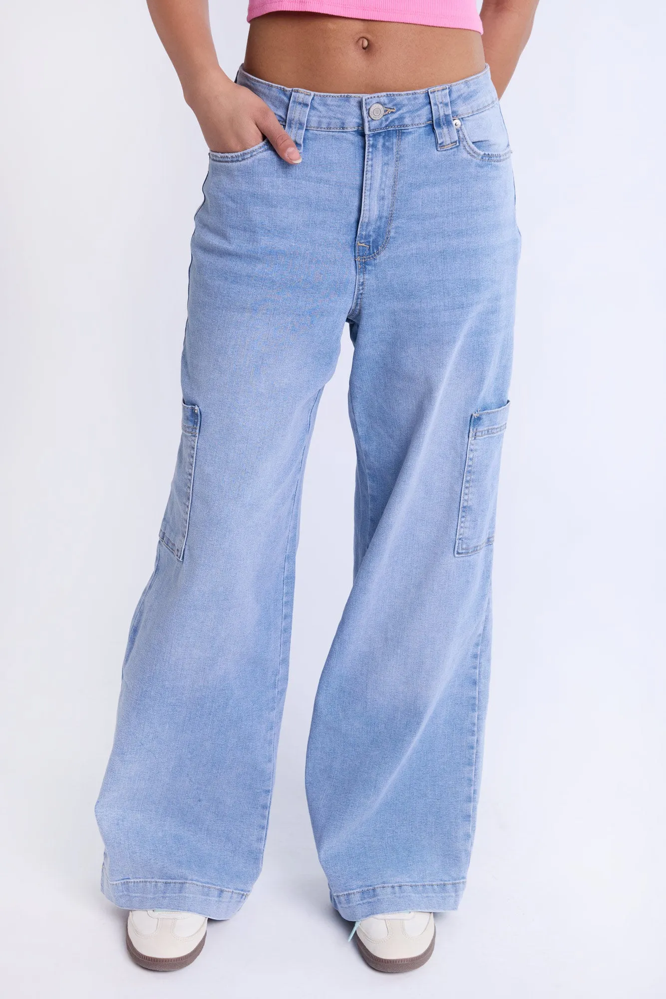 Super High Rise Wide Leg Cargo Jeans sold by Bluenotes
