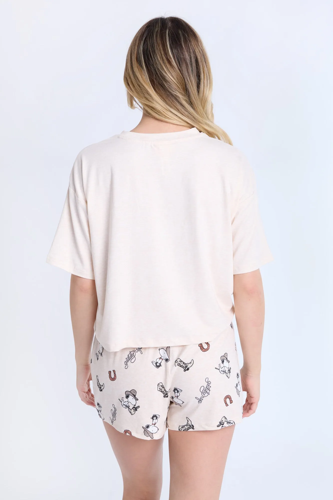 Peanuts Snoopy Giddy Up Super Soft Pajama Tee And Shorts 2-Piece Set sold by Bluenotes product image thumbnail 4