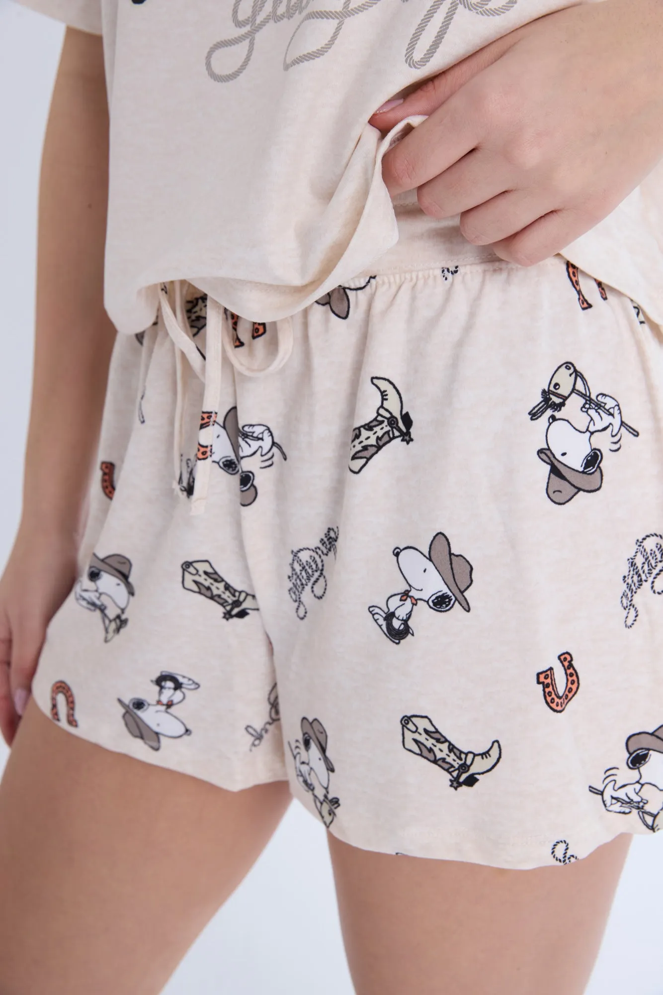 Peanuts Snoopy Giddy Up Super Soft Pajama Tee And Shorts 2-Piece Set sold by Bluenotes product image thumbnail 3