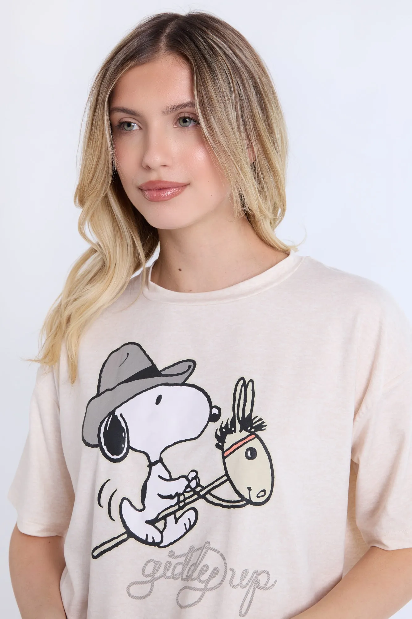 Peanuts Snoopy Giddy Up Super Soft Pajama Tee And Shorts 2-Piece Set sold by Bluenotes product image thumbnail 2