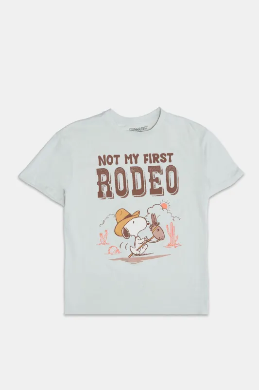 Peanuts Snoopy Not My First Rodeo Graphic Boyfriend Tee sold by Bluenotes