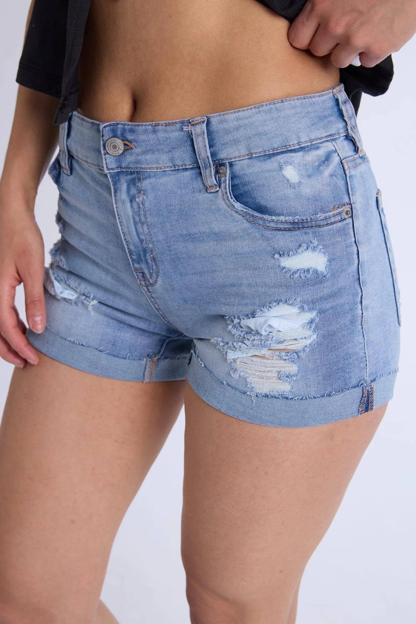 Low Rise Midi Denim Shorts sold by Bluenotes product image thumbnail 2