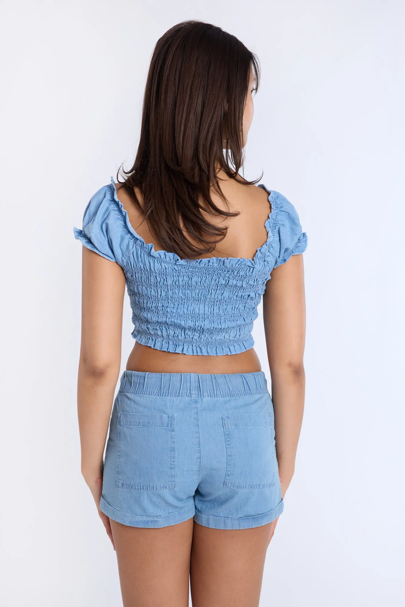 Chambray Drawstrings Shorts sold by Bluenotes product image thumbnail 3