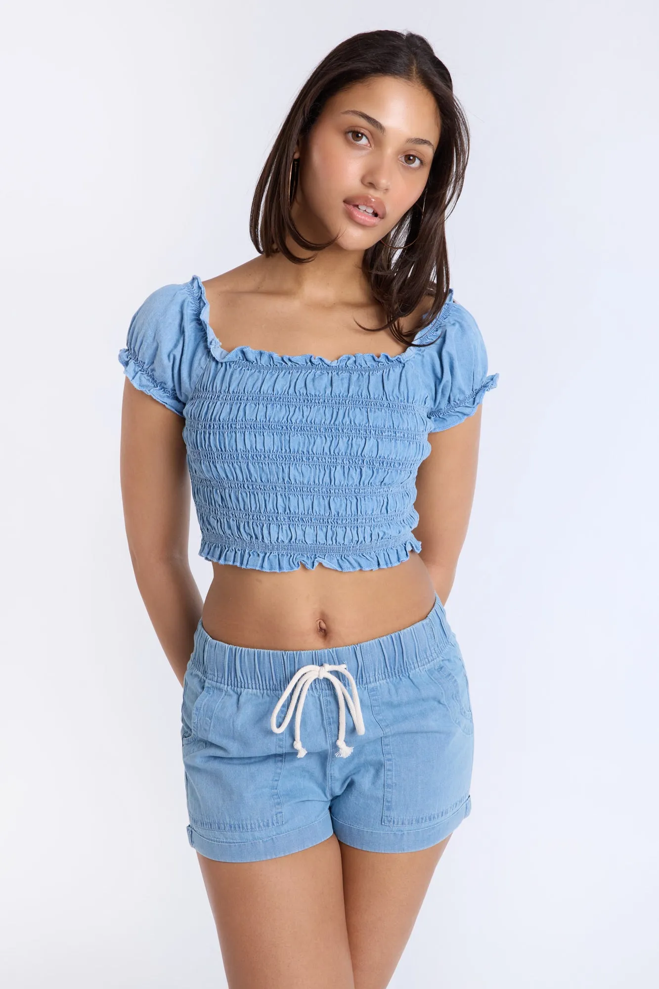 Chambray Drawstrings Shorts sold by Bluenotes